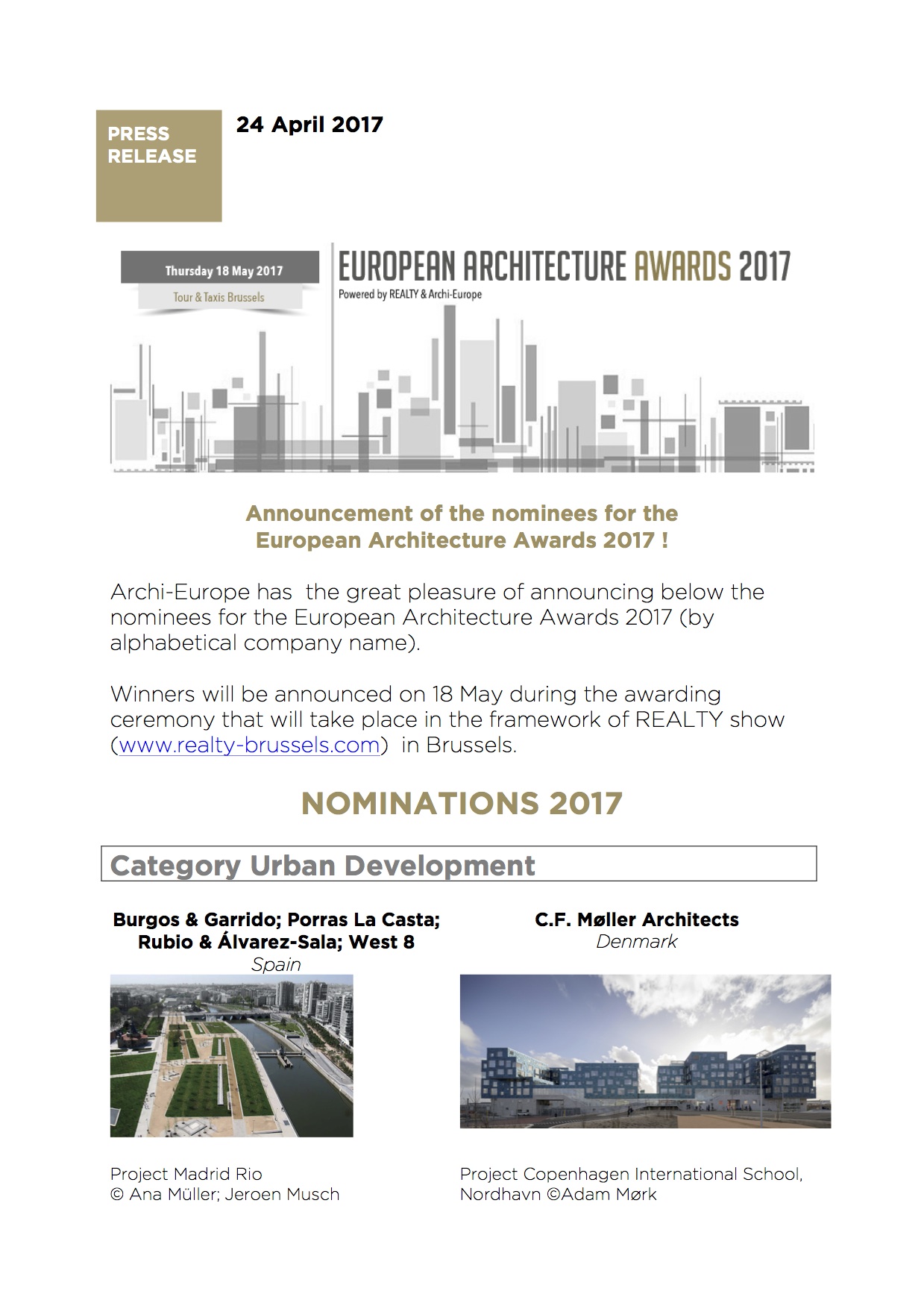 PR European Architecture Awards2017 nominees